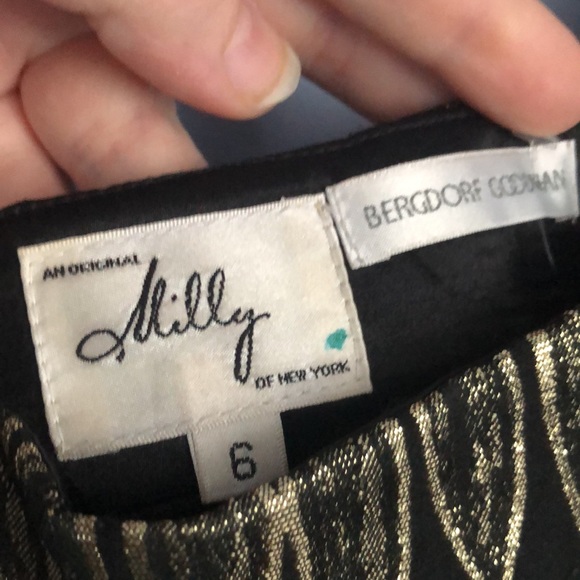 ⭕️ PRICE FIRM NEW Milly Size 6 Black and Gold Dress - Picture 3 of 4